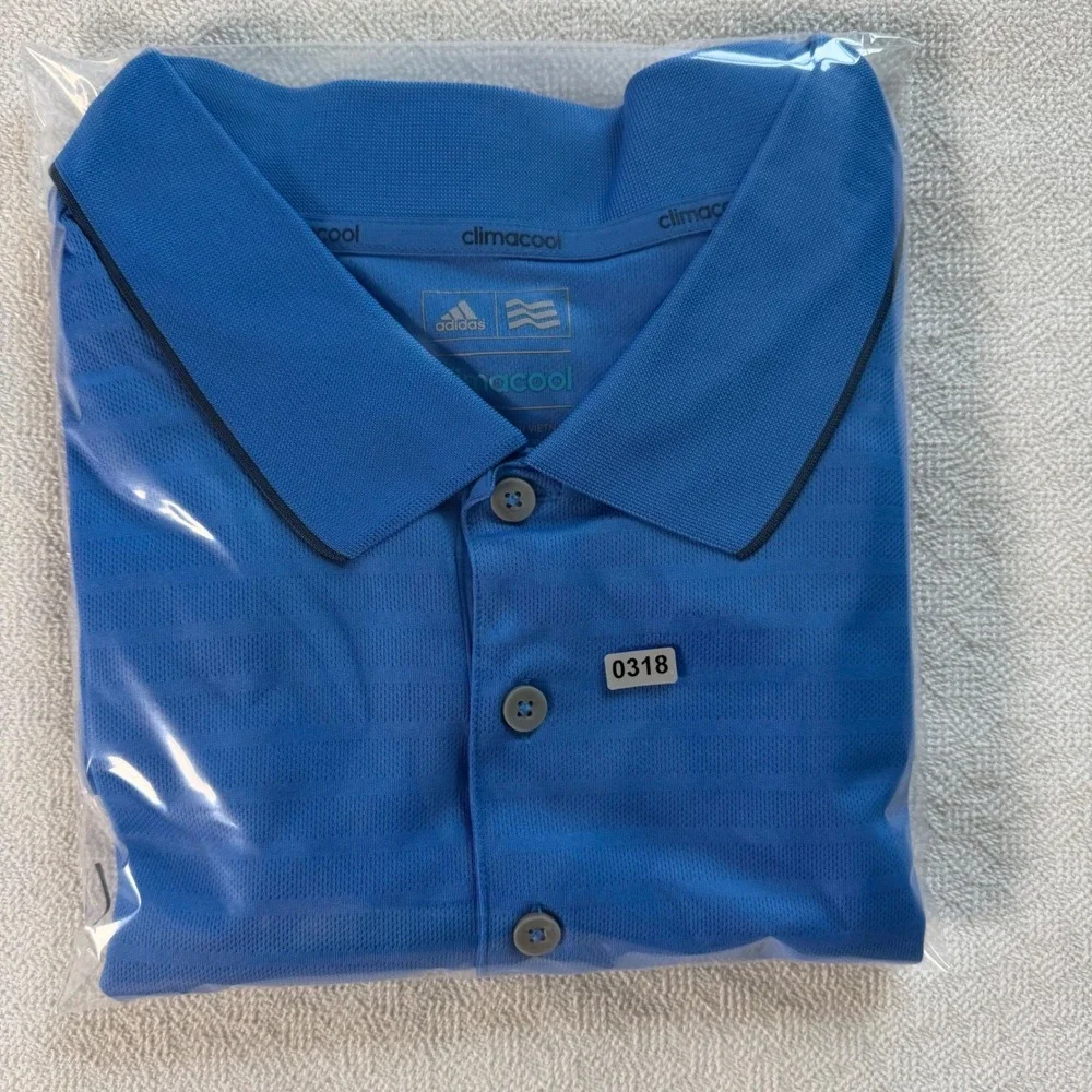 Adidas Climacool Blue Golf Shirt Mens 3XLT Short Sleeve Textured Polo